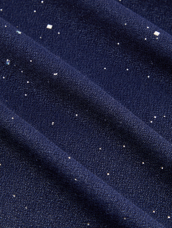 Elegant Sheath Square Neckline Navy Blue Chiffon Ruffles Prom Dresses Formal Dress C2733