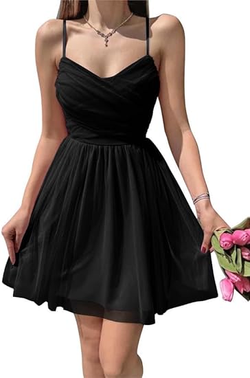 Vintage une ligne bretelles noir tenues d'anniversaire robe de soirée C924