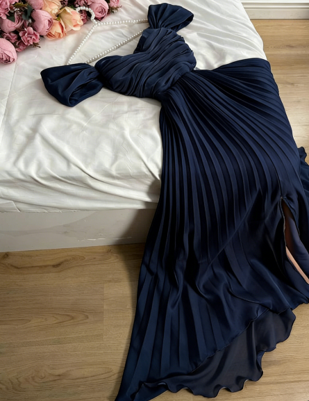 Robe de soirée longue en satin de soie rose sans bretelles, modeste, ligne A, robes de bal C2053