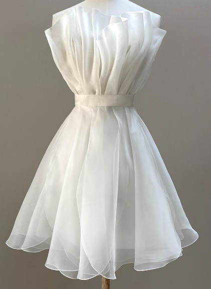 Unique Strapless Ruched Sleeveless Short Homecoming Party Dresses C567