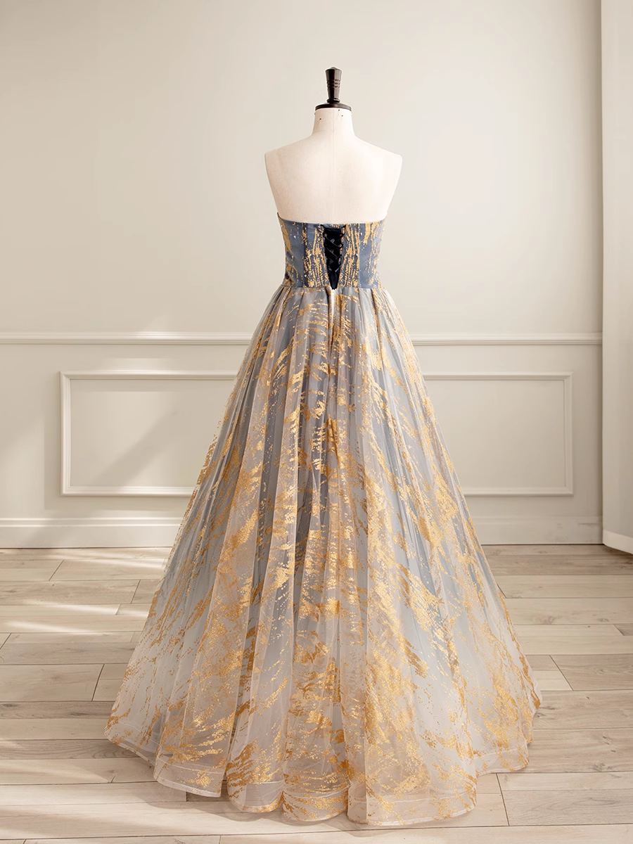 Robe de bal sans bretelles longueur au sol bleu longues robes de bal Sweet 16 robe B006