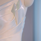 Beautiful High Low Spaghetti Straps Satin White Wedding Dresses B019