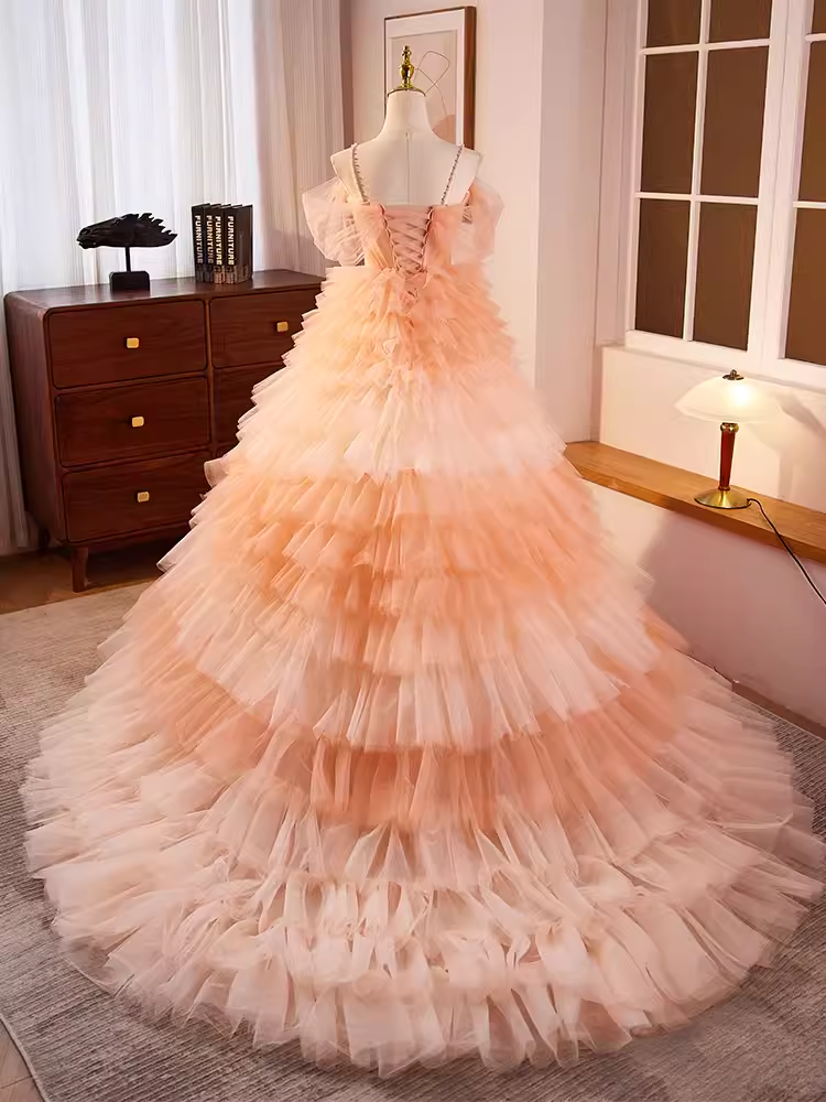 Vintage Ball Gown Short Sleeves Ruffles Sweet 16 Dresses B097