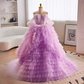 Vintage Ball Gown Strapless Lilac Tulle Ruffles Sweet 16 Dresses B110