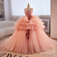 Vintage Ball Gown Strapless Pink Tulle Ruffles Sweet 16 Dresses B111