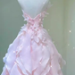 Fairy A Line Sleeveless Pink Long Floral Prom Dress B393