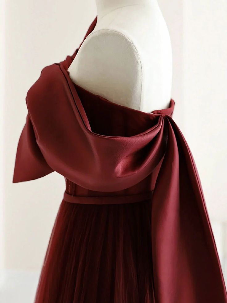 Elegant A Line Burgundy Long Prom Dresses C1149