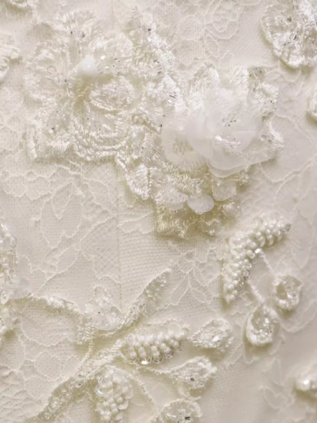 Fairytale Mermaid Strapless Lace White Floral Wedding Dresses C1238