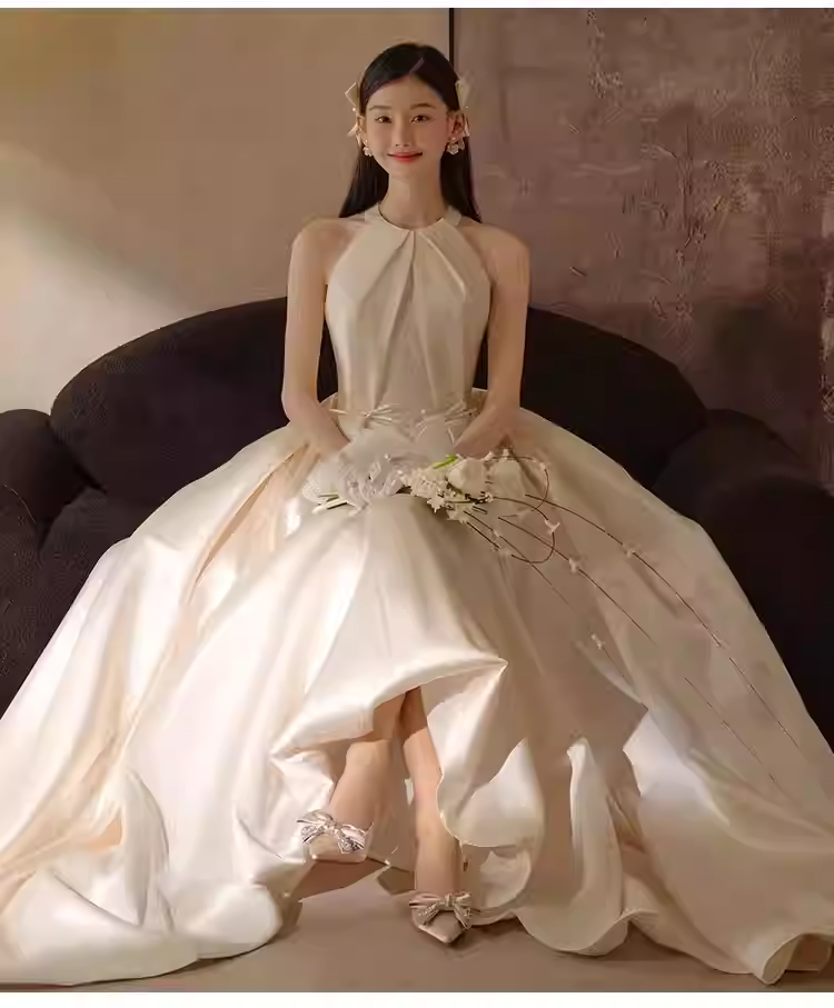 Robe de bal Vintage robes de mariée en Satin blanc C130