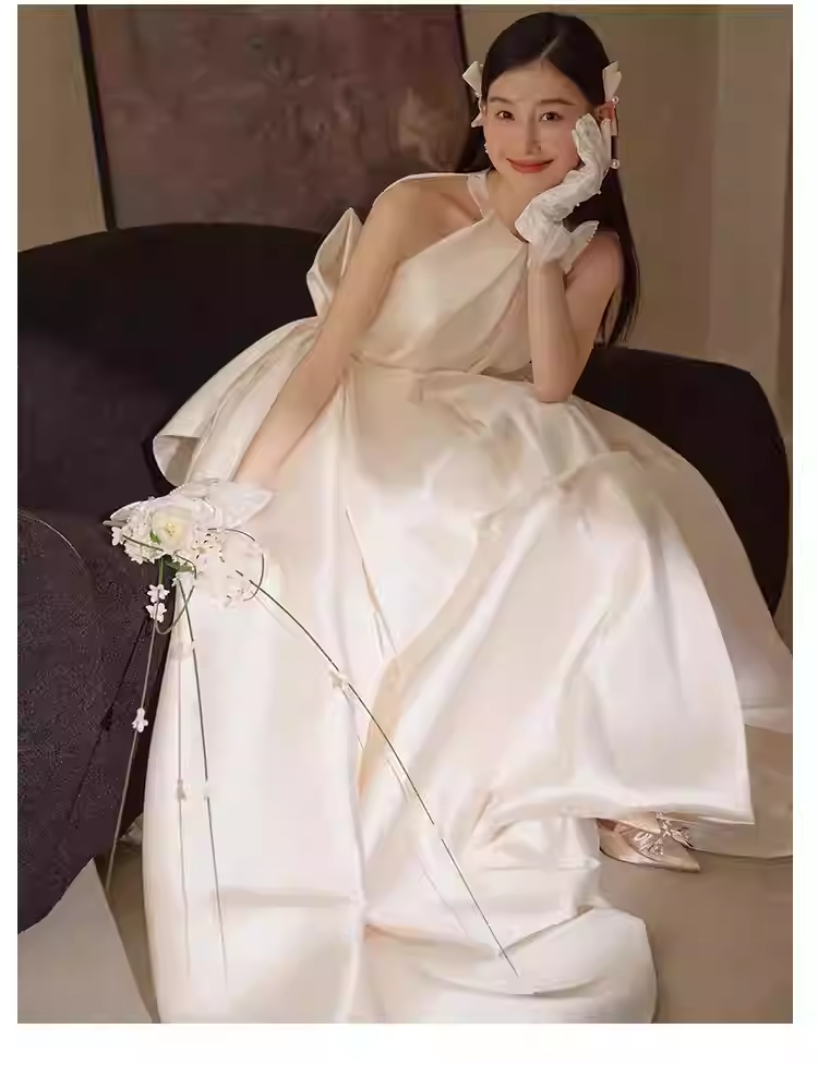Robe de bal Vintage robes de mariée en Satin blanc C130