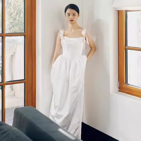 Vintage A Line Straps White Satin Wedding Dresses C134