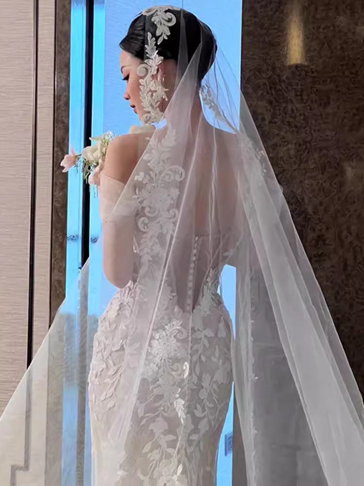 Sexy Mermaid Off The Shoulder Short Sleeves White Wedding Dresses C1477
