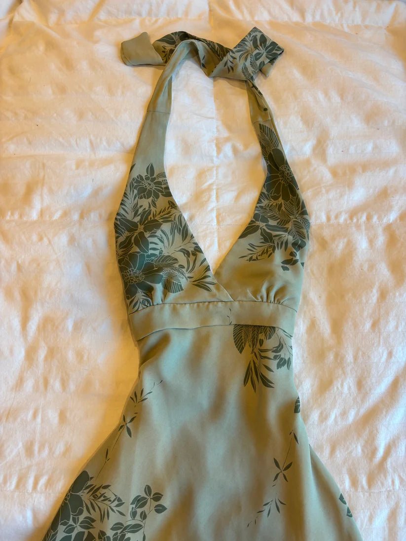 Cute A line Halter Green Short Chiffon Homecoming Dresses Cocktail Dress C1901