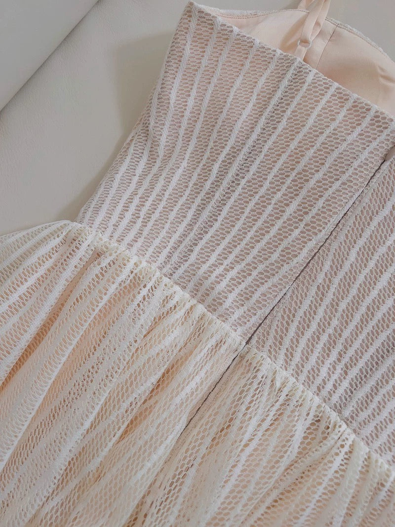 Jolie robe de bal en dentelle à bretelles spaghetti et ligne A, robe de soirée blanche C2213