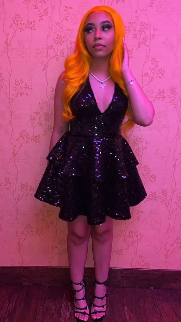 Robe de soirée sexy à paillettes noire pour femme, coupe licou, ligne A, C2446