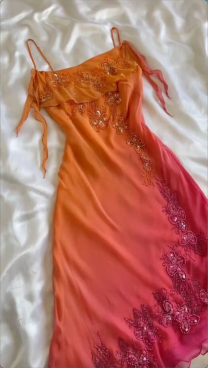 Robe de soirée sexy en mousseline de soie orange sans manches avec bretelles spaghetti C2503