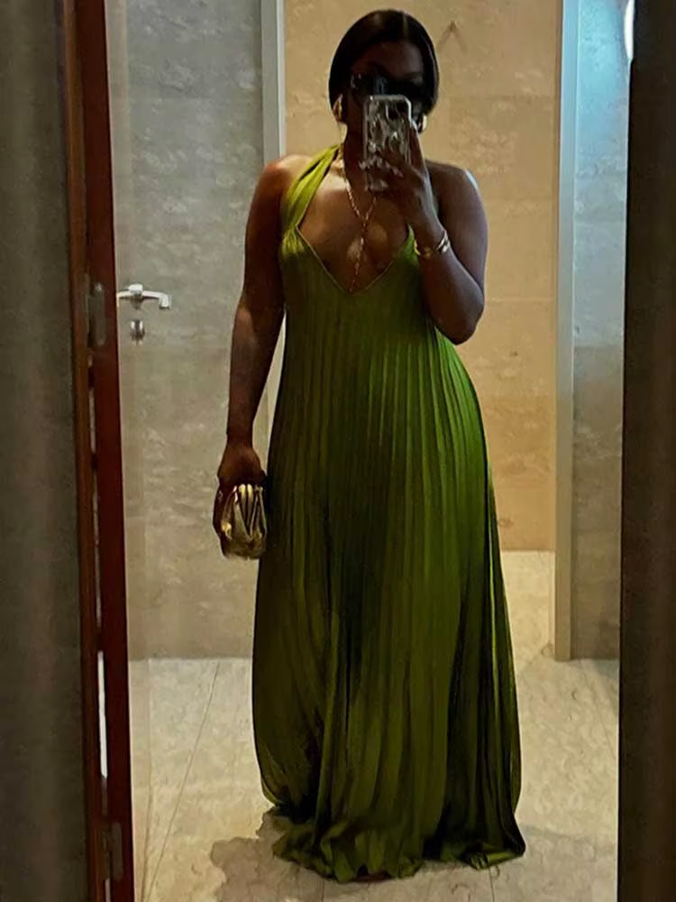 Robe de bal élégante en ligne A à volants et longueur au sol, verte, noire, pour fille, C2542