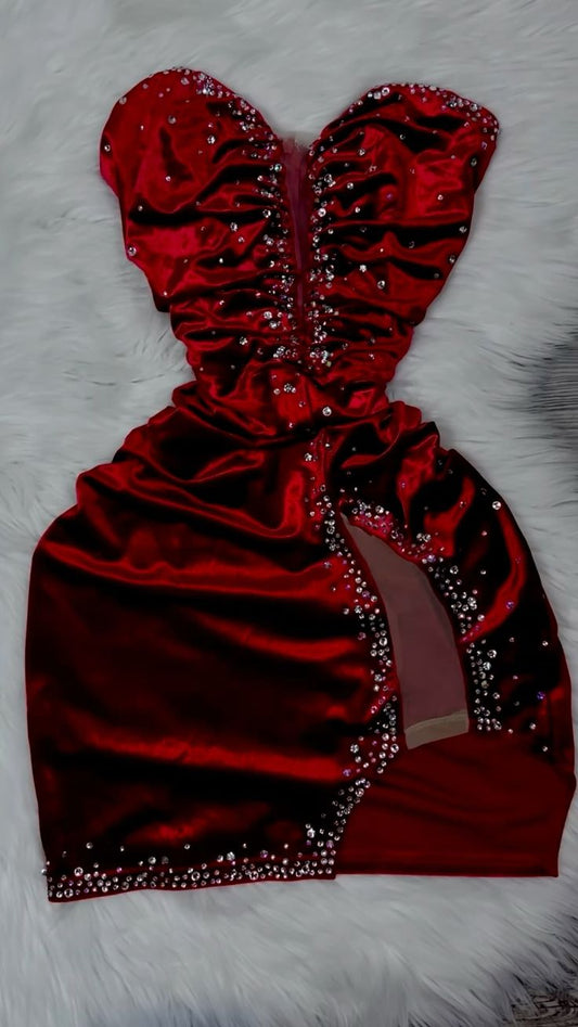 Robe fourreau sexy en velours bordeaux sans bretelles, tenue d'anniversaire courte, robe de soirée C2610