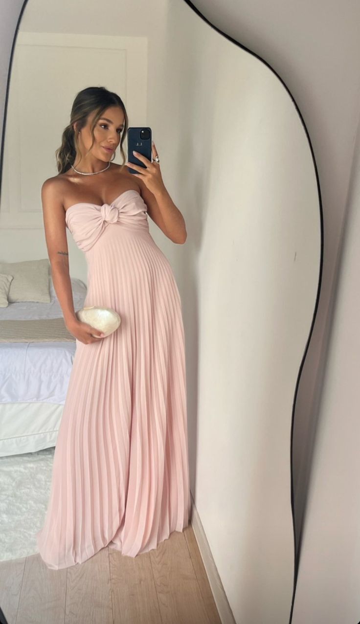 Classy A Line Strapless Light Pink Chiffon Long Prom Dresses Evening D BlingDress Classy A Line Strapless Light Pink Chiffon Long Prom Dresses Evening D BlingDress