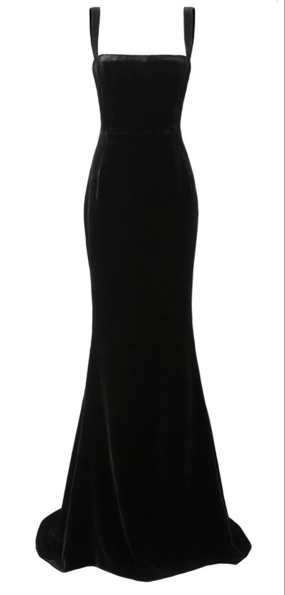 Robe de soirée longue en velours noir à bretelles sirène sexy C2810