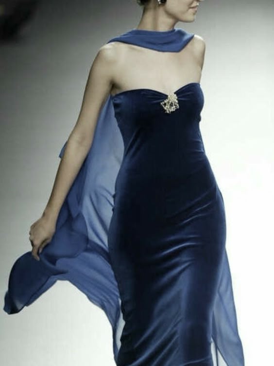 Modest Sheath Strapless Navy Blue Beads Velvet Prom Dresses Long Evening Dress C2857