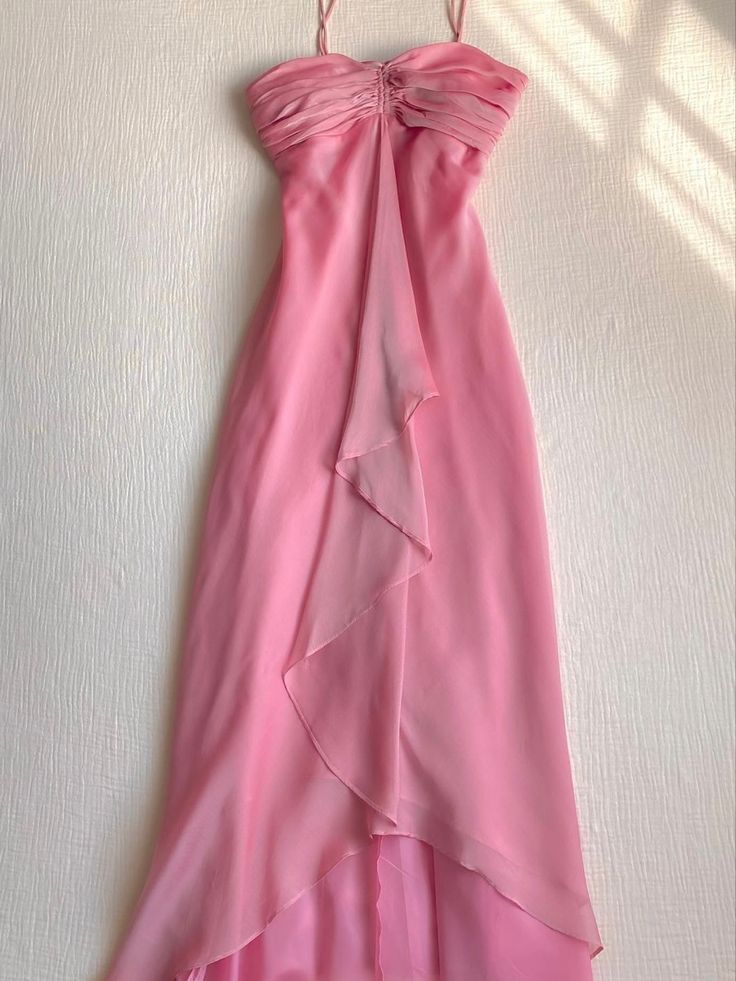 Pretty A line Halter Sleeveless Pink Chiffon Prom Dresses Long Evening Dress C2928