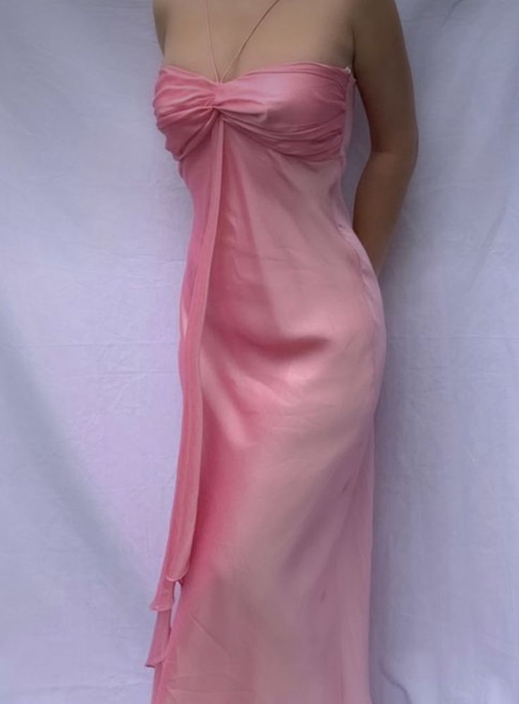 Pretty A line Halter Sleeveless Pink Chiffon Prom Dresses Long Evening Dress C2928