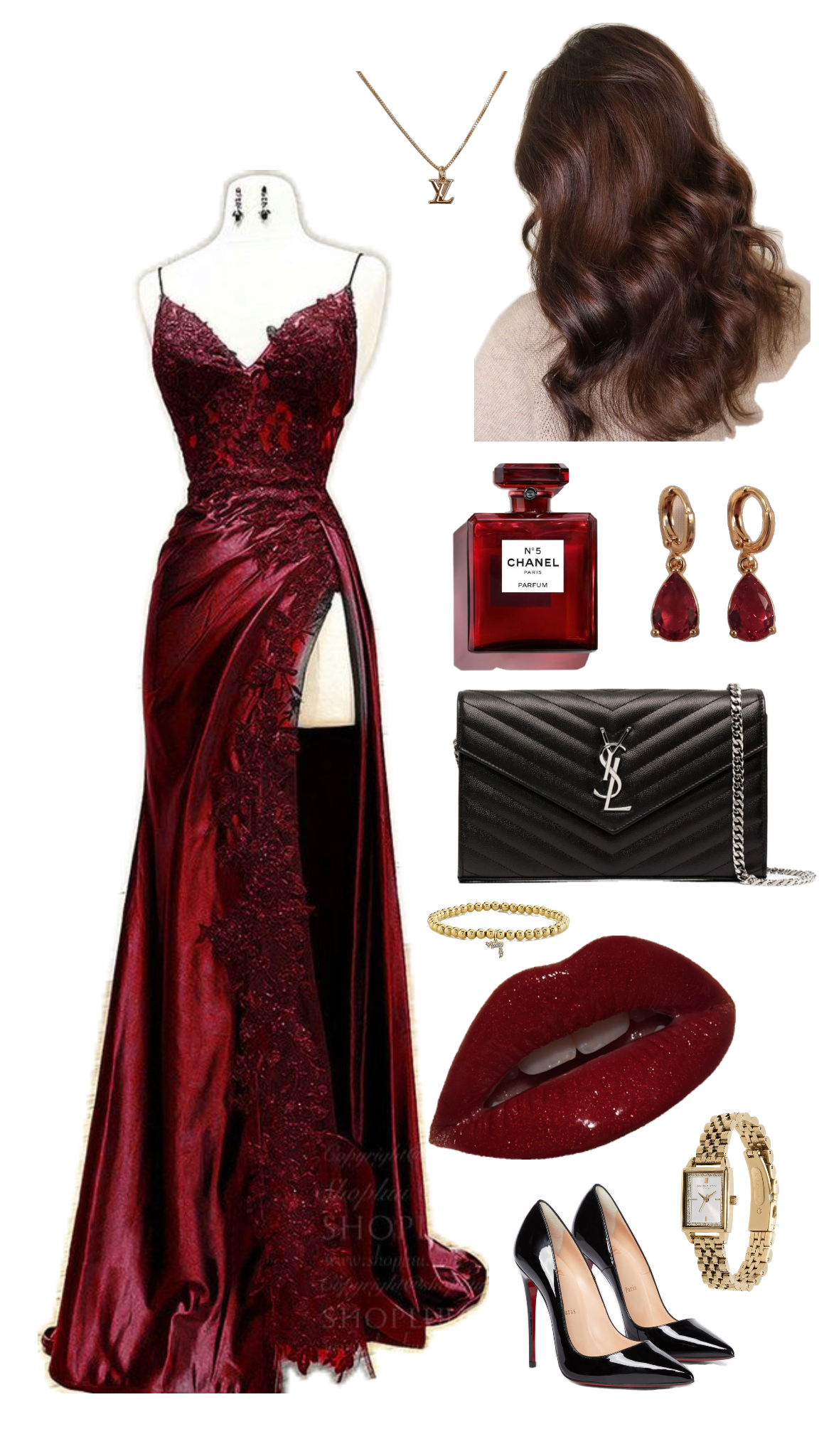 Pretty Sheath Straps Sleeveless Burgundy Long Slit Slit Prom Dresses Evening Dress With Lace C2950
