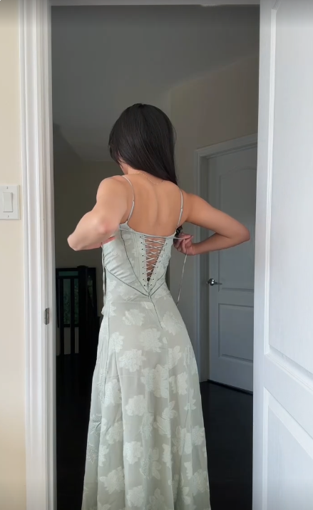 Elegant Sheath Spaghetti Straps Mint Green Lace Long Prom Dresses Evening Gowns C3021