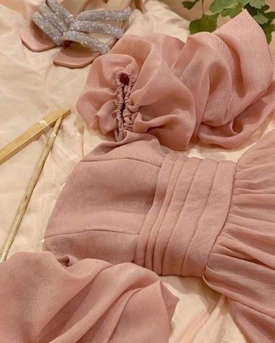 Modest A Line Off The Shoulder Pink Organza Long Prom Dresses Evening Dress C3060