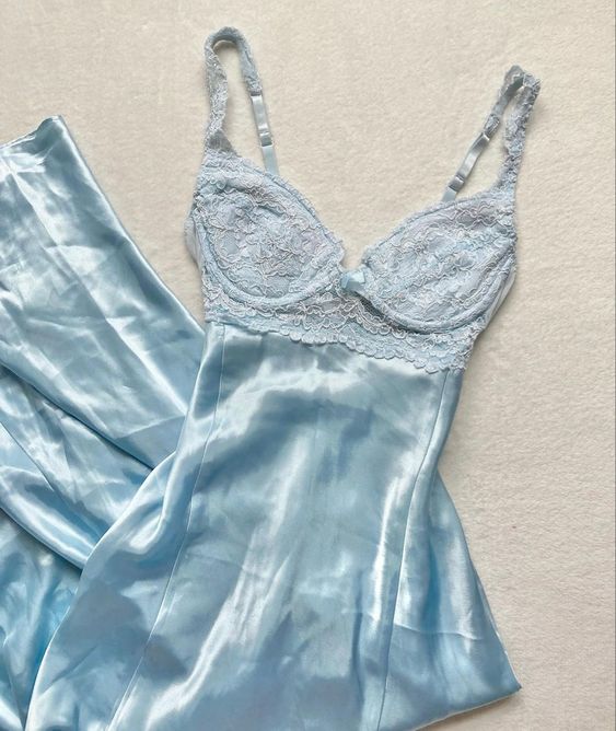 Vintage A line Spaghetti Straps Light Sky Blue Lace Long Prom Dresses Evening Dress C3089
