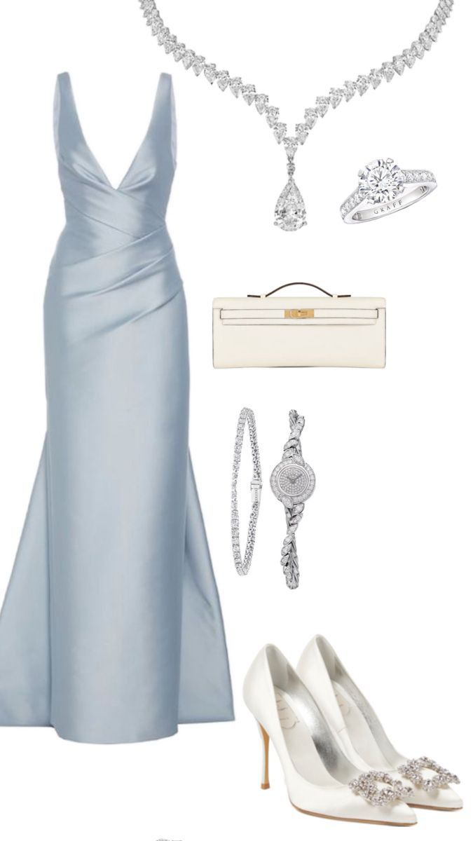Robe de soirée longue en satin bleu ciel clair à décolleté en V et jolie robe de bal C3143
