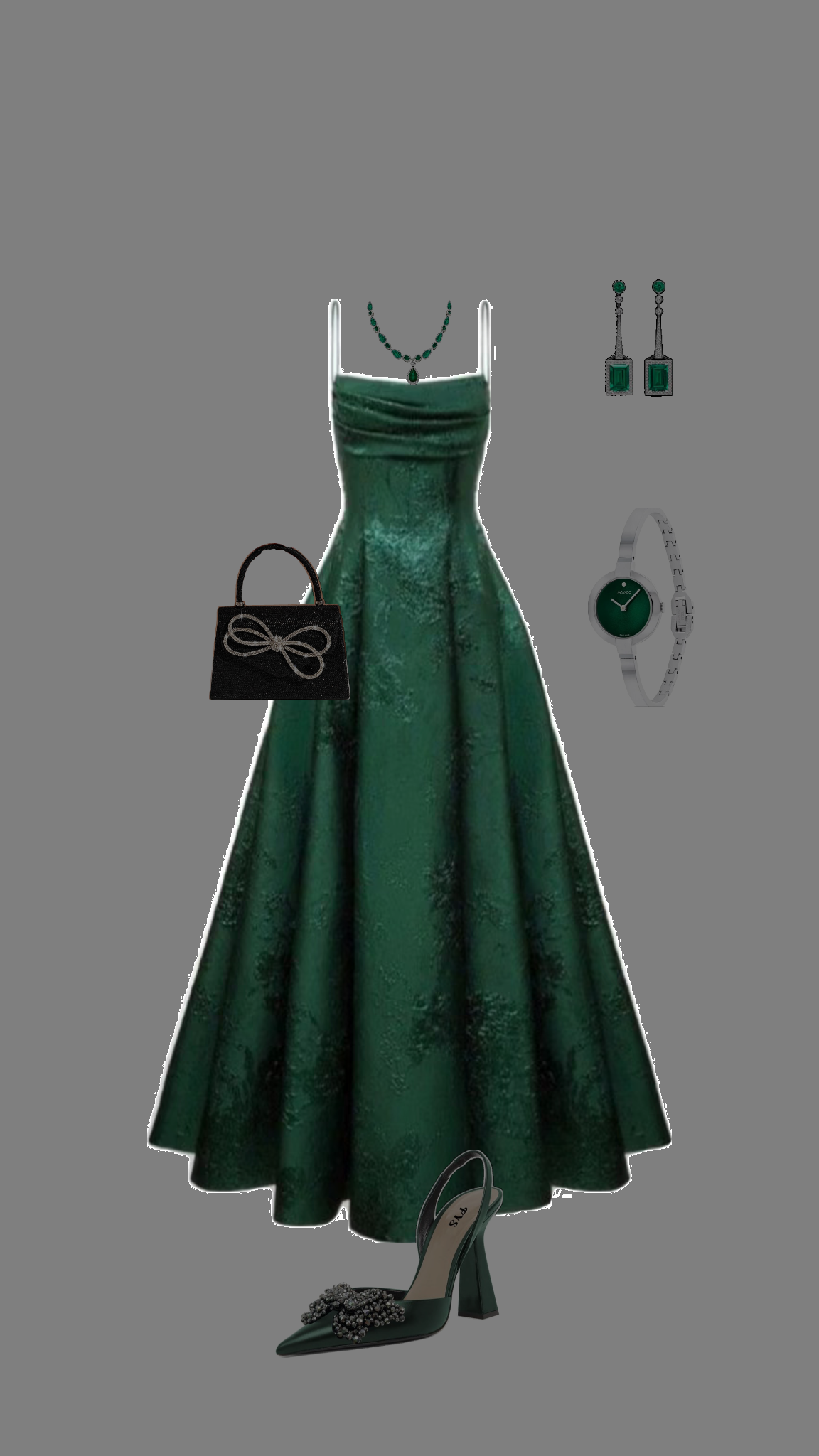 Robe de soirée longue élégante en satin vert foncé avec dos nu C3146
