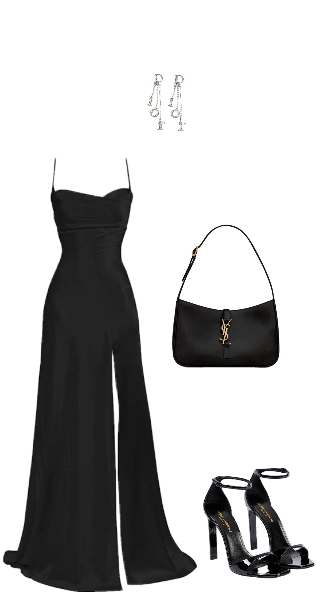 Robe de soirée longue noire élégante à bretelles spaghetti et sirène C3170