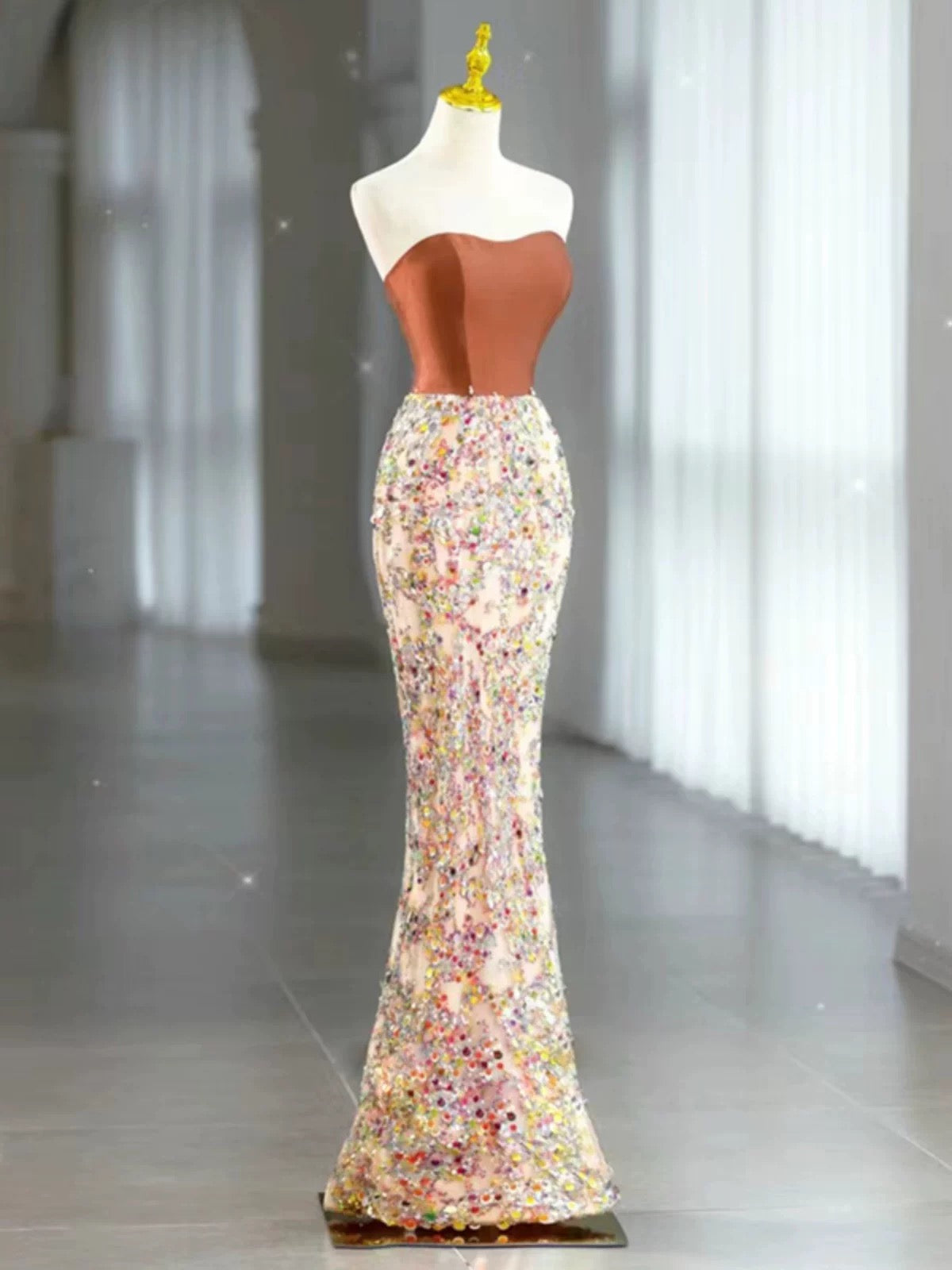 Sexy Mermaid Sweetheart Satin Evening Dress Long Prom Dresses Party Dress With Bow C3229