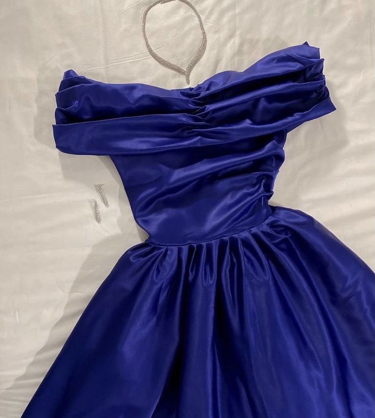 Sexy A line Off The Shoulder Navy Blue Prom Dress With Pleated Long Satin Prom Dresses Party Dress C3297