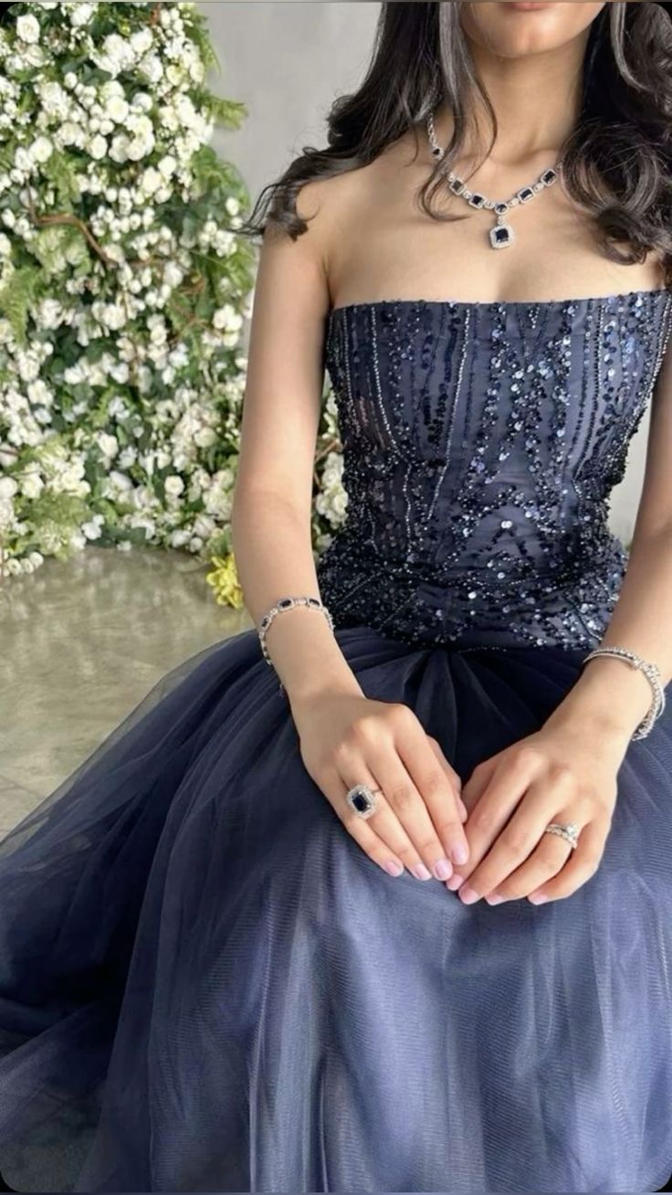 Sexy Mermaid Strapless Navy Blue Evening Dress Long Prom Dresses Party Dress With Beads C3325