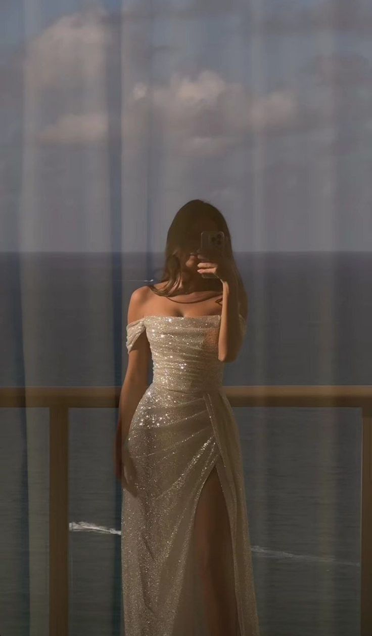 Elegant Sheath Off The Shoulder Sequin Slit Prom Dress Birthday Outfit – BlingDress