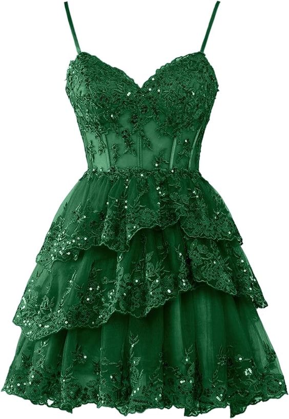 Corset court en dentelle scintillante, bretelles Spaghetti superposées, robe de soirée en Tulle à plusieurs niveaux, C363