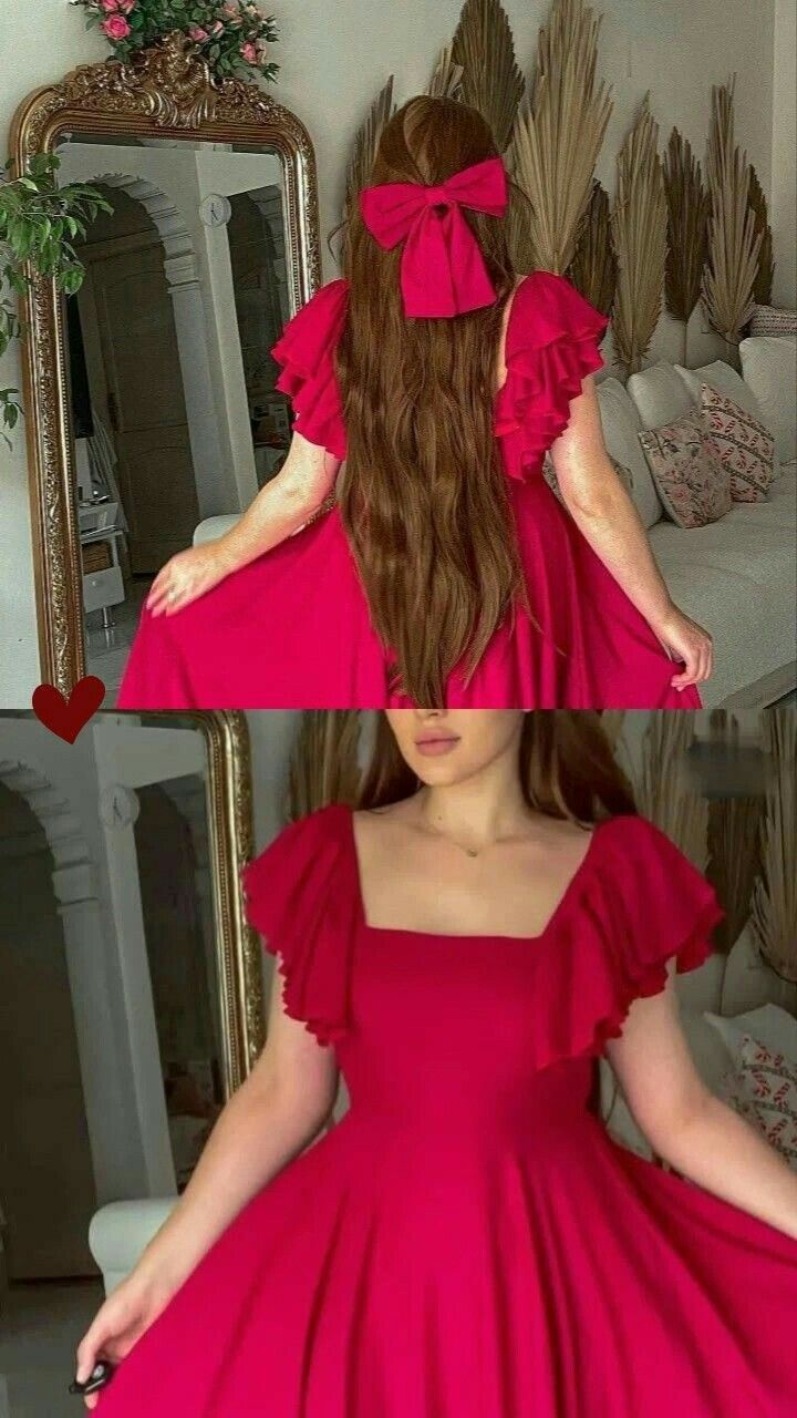 Sexy A line Square Neckline Hot Pink Prom Dress Party Evening Dress C3709