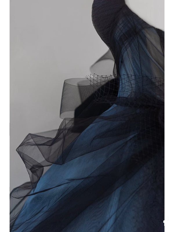 Robe de bal vintage sans bretelles bleue longue robe de bal rétro des années 1950 C3736