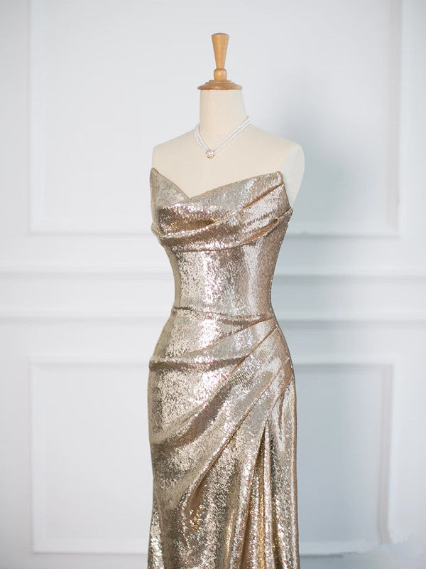 Pretty Mermaid Sweetheart Sequin Long Prom Dresses Party Evening Dress C3764