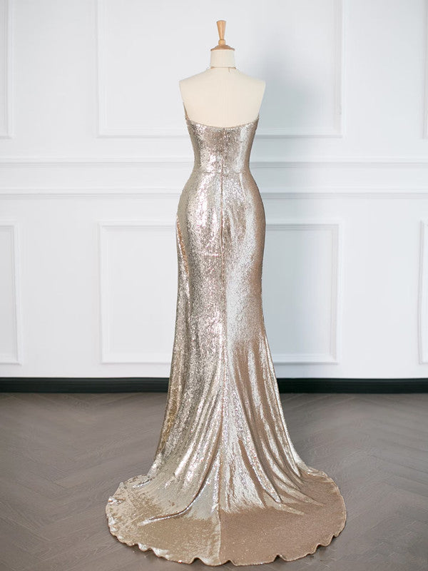 Pretty Mermaid Sweetheart Sequin Long Prom Dresses Party Evening Dress C3764