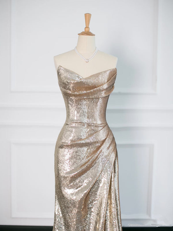 Pretty Mermaid Sweetheart Sequin Long Prom Dresses Party Evening Dress C3764