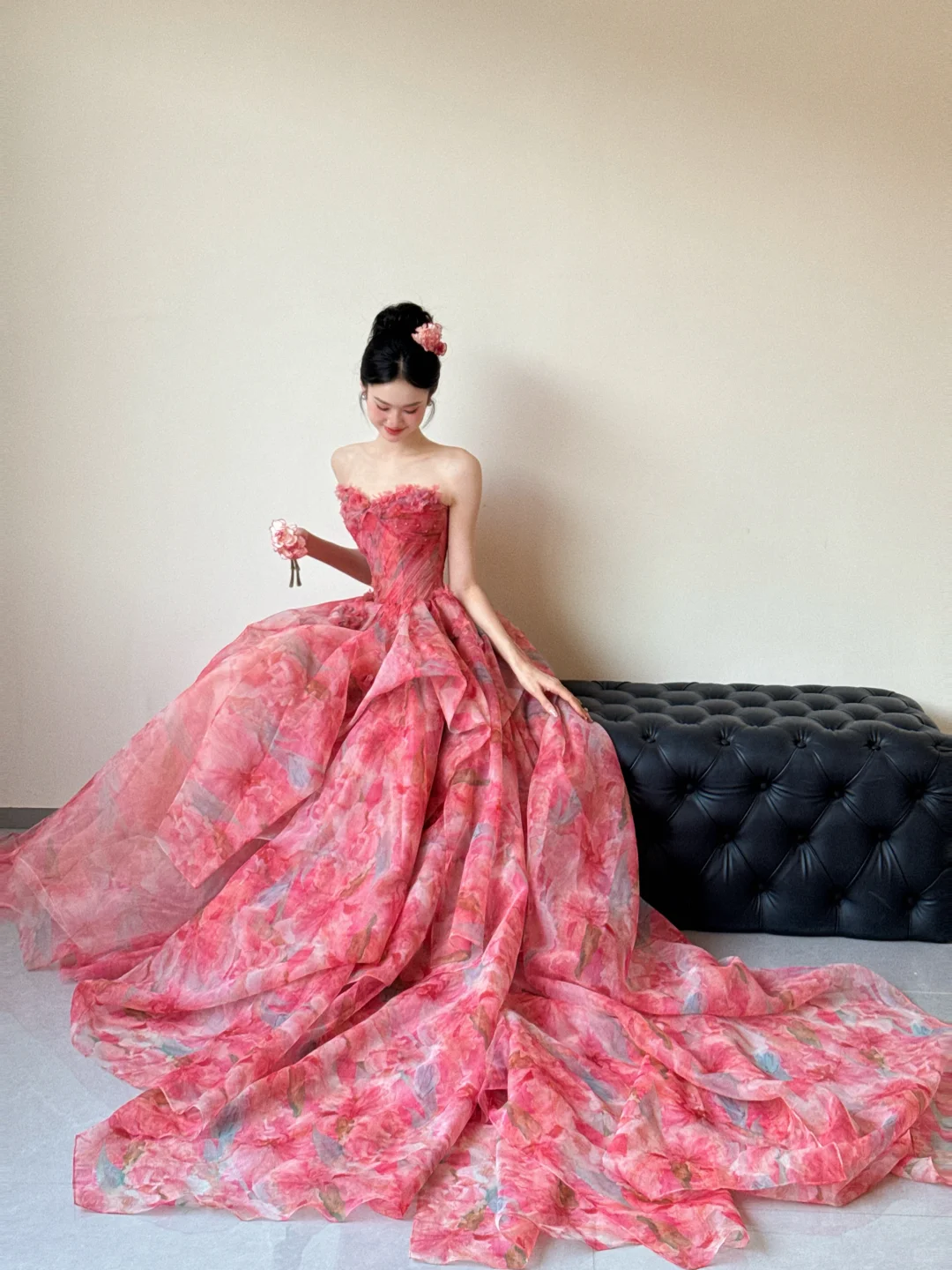 Summer Unique A Line Strapless Chiffon Long Prom Dresses C3826