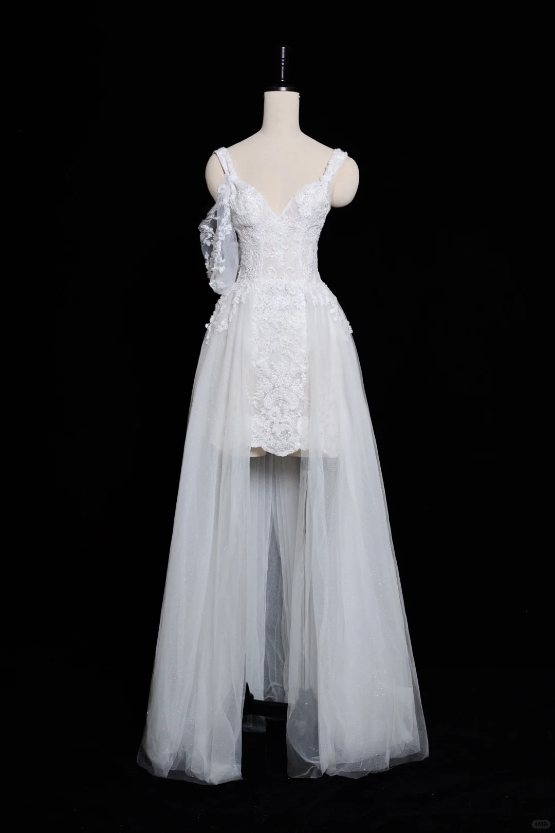 Vintage A Line Spaghetti Straps White Tulle Lace Long Wedding Dresses C3844