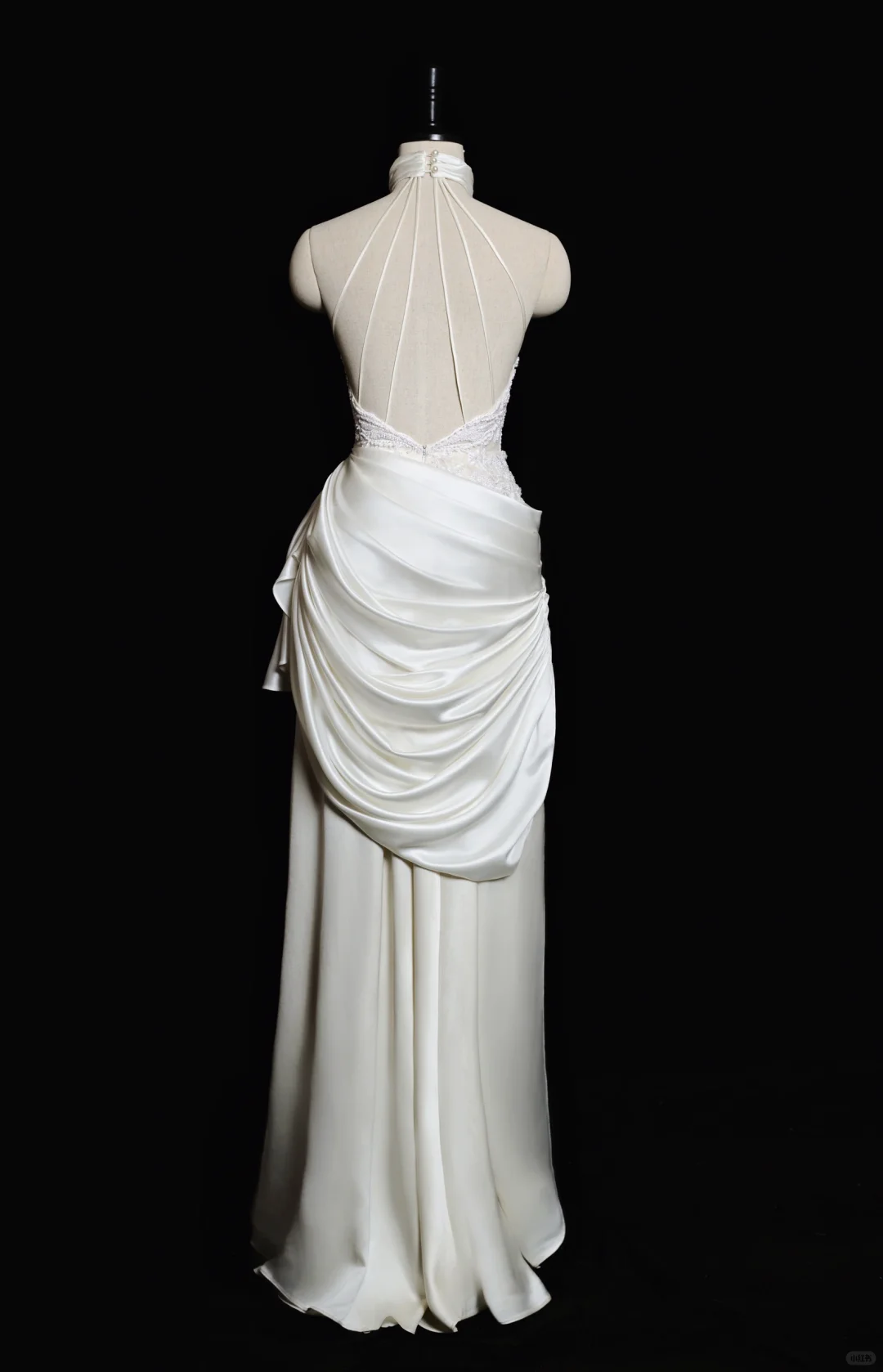 Robe de mariée longue plissée en satin et dentelle, style sirène, vintage, dos nu, C3846