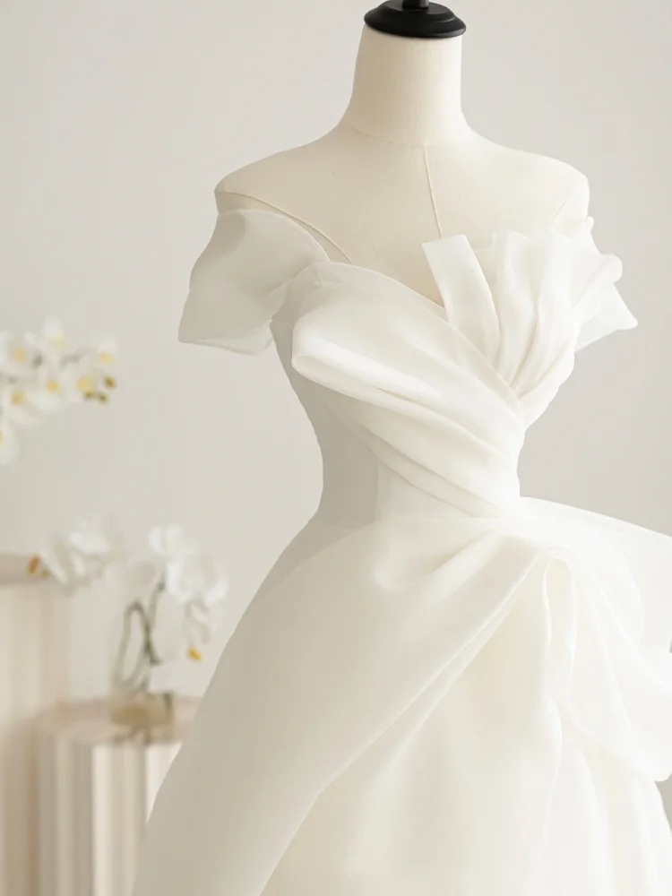 Summer Simple A Line Strapless Satin Long Wedding Dresses C3867