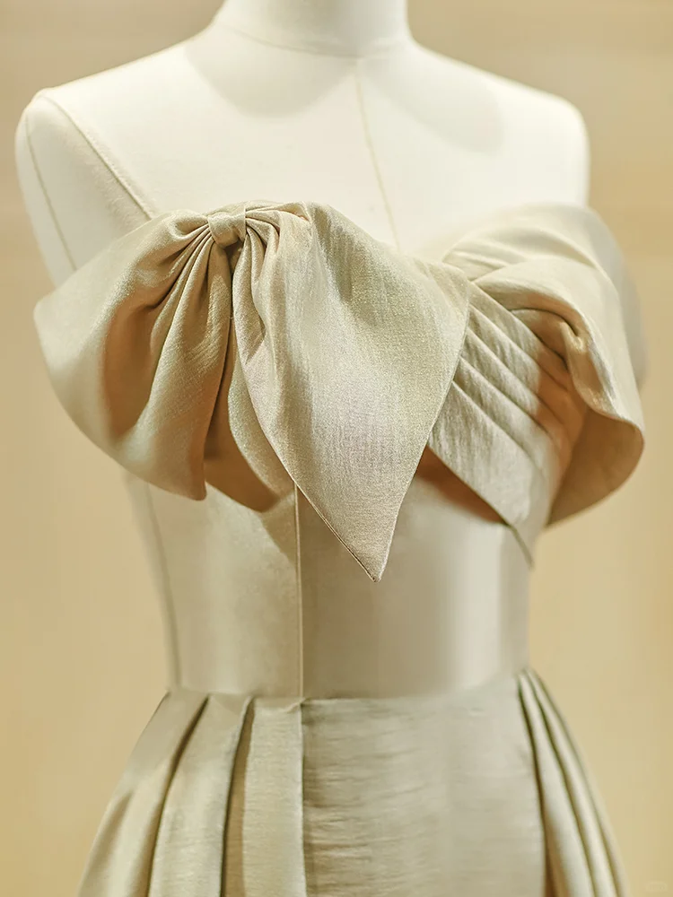 Robe de demoiselle d'honneur longue en satin, élégante et simple, coupe trapèze, C3889