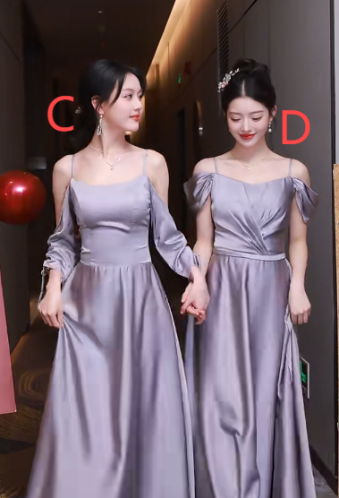 Robe de demoiselle d'honneur longue en satin lilas, élégante et simple, coupe trapèze, C3931
